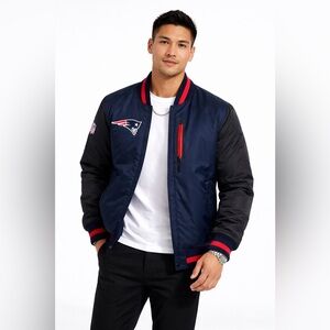 Nike NFL New England Patriots Reversible Bomber Jacket Blue Gray Size M